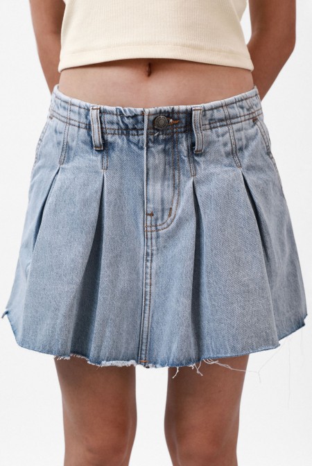 ★ ★ Women's Pleated Rinse Denim Skirt 47C717G N Amazon.com: MakeMeChic Women's Pleated Denim Skirt Low Waist